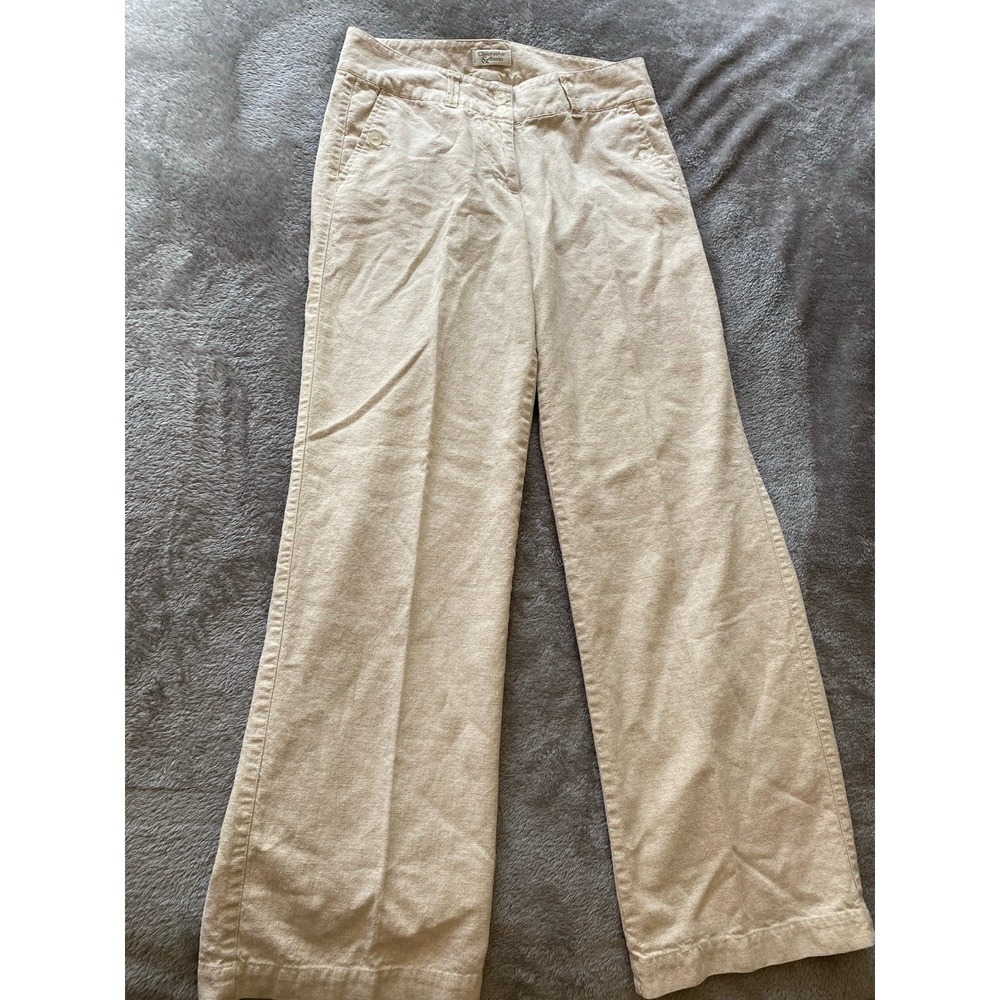 Christopher & Banks Linen Blend Wide Leg Button Pockets Pants 4 s48